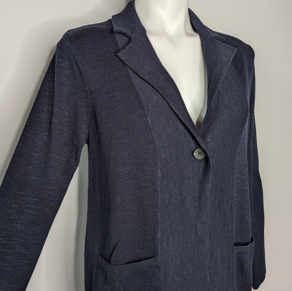 NWT J Jill Navy Blue Single Button Knit Collared Cardigan Sweater SP - Picture 4 of 10